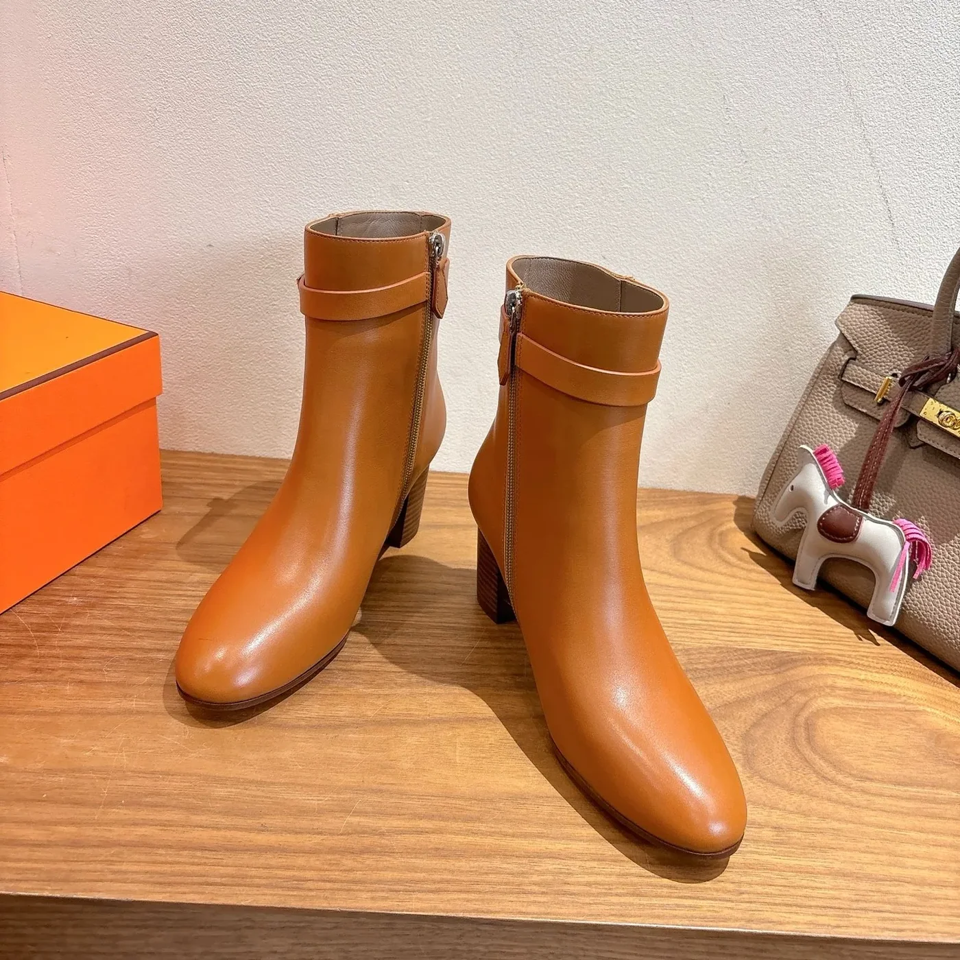 Hermes Saint Germain Ankle Boots Naturel