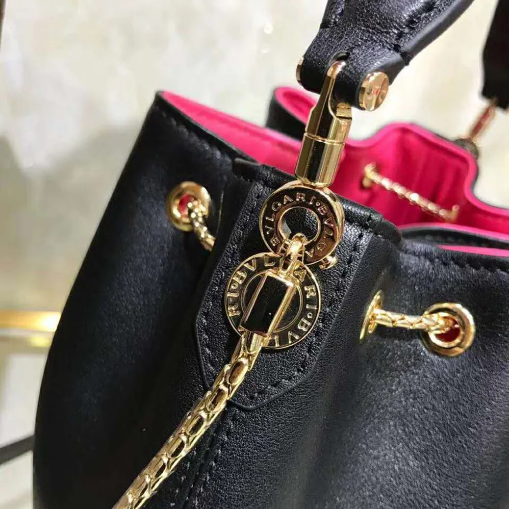 Bvlgari Bucket Serpenti Forever in Black Smooth Calf Leather for Women