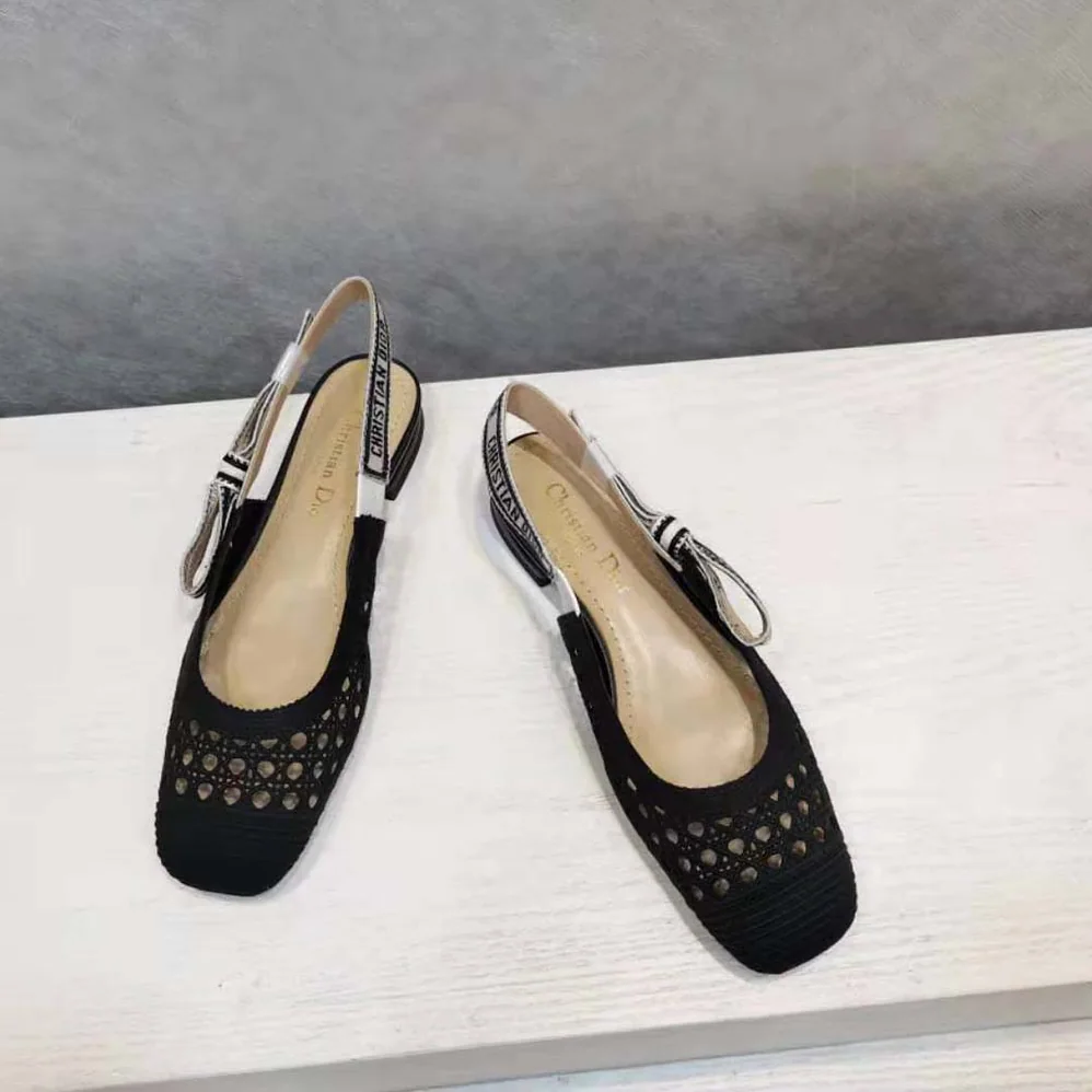 Dior Dior and Moi Slingback Ballerina Flat Black Cannage Embroidered Mesh for Women Dior Dior and Moi Slingback Ballerina Flat Black Cannage Embroidered Mesh for Women