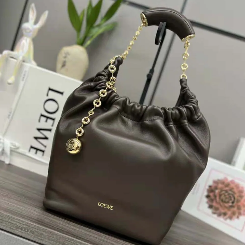 Loewe Small Squeeze Bag in Nappa Lambskin for Women in Chocolate