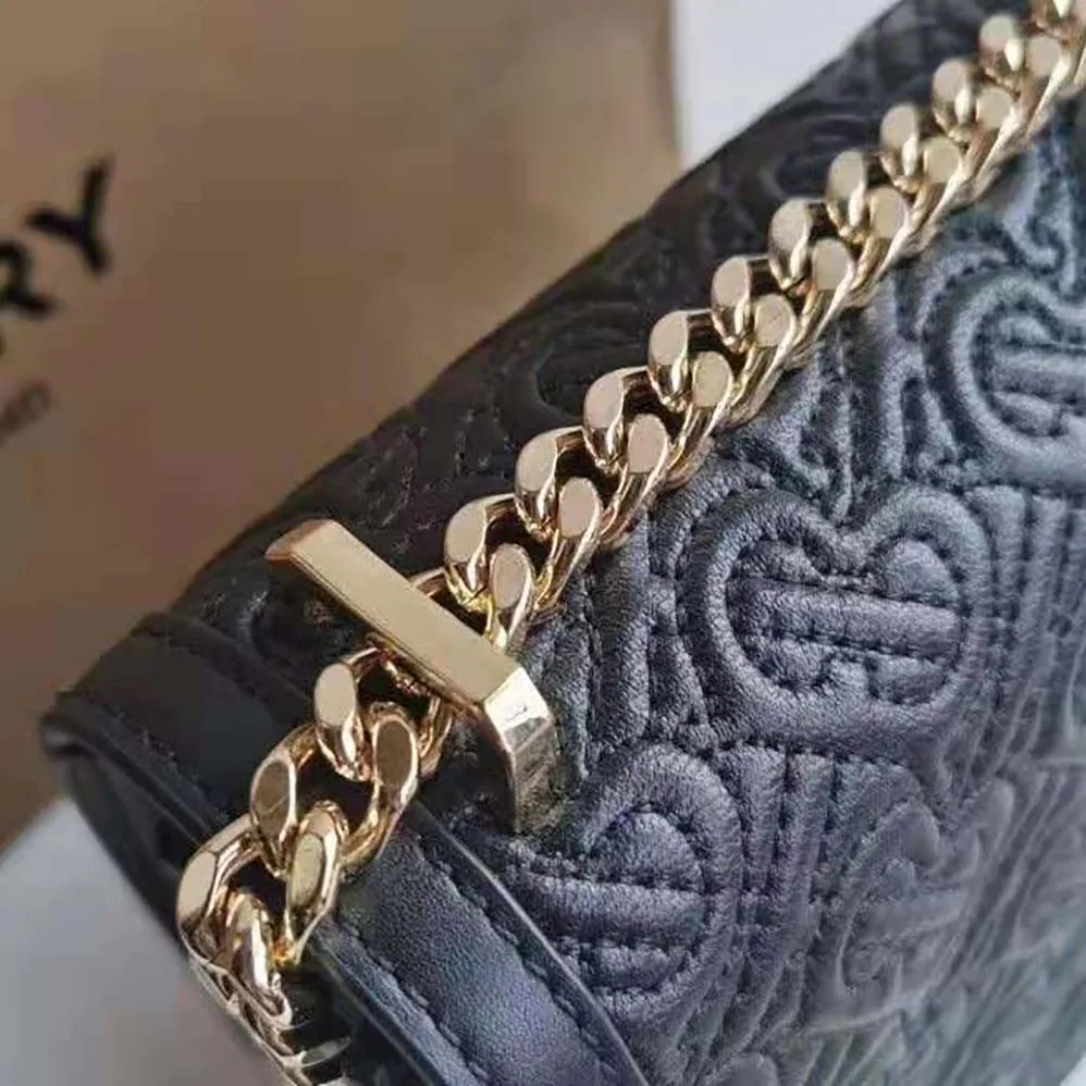 Burberry Medium Quilted Monogram Lambskin TB Bag for Women in Black Burberry Medium Quilted Monogram Lambskin TB Bag for Women in Black