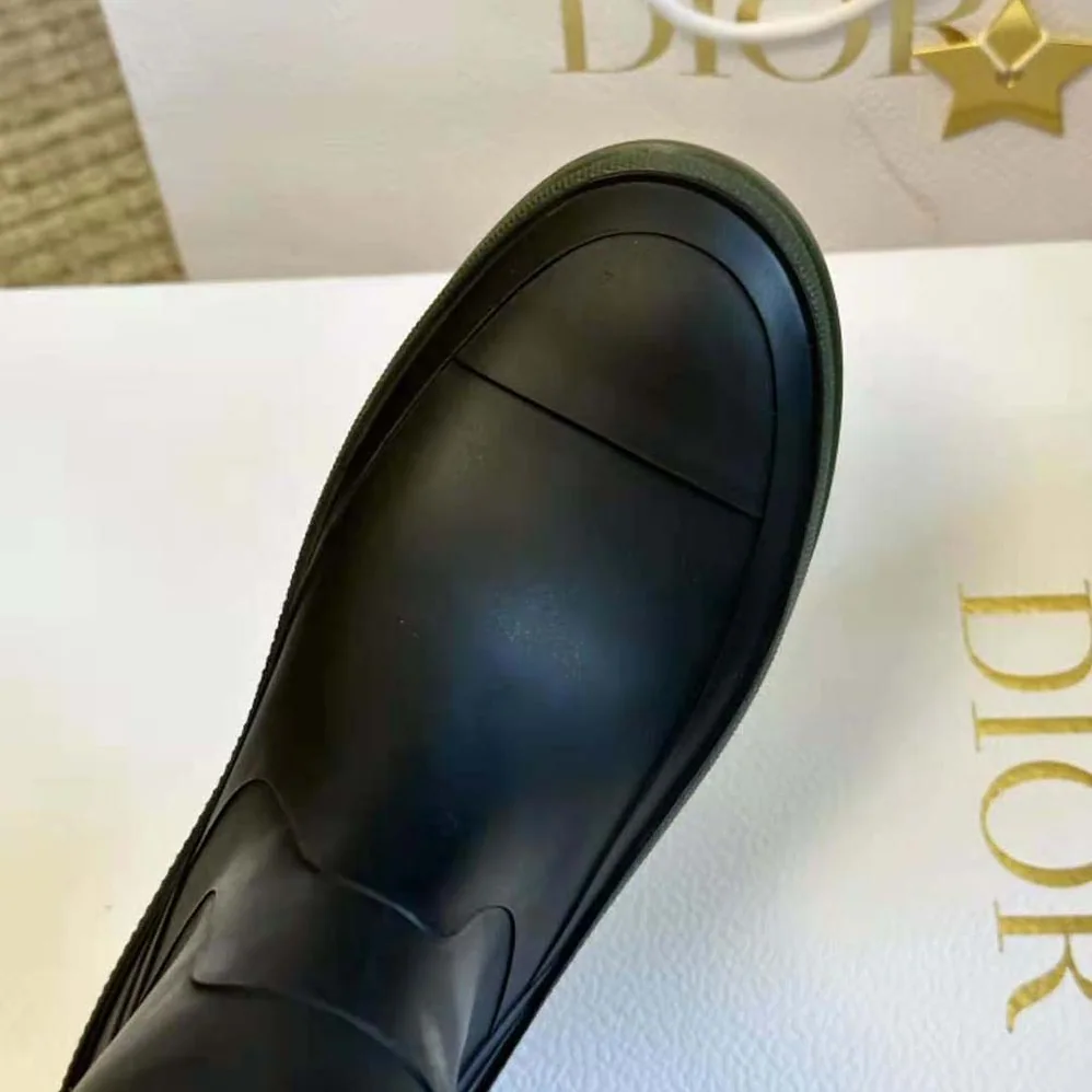 Dior Diorunion Rain Boot Black and Khaki Two-Tone Rubber with Dior Union Motif for Women