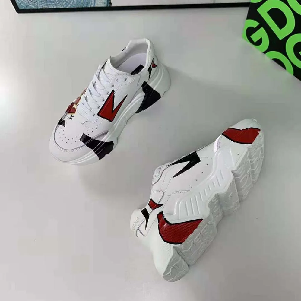 Dolce Gabbana D&G Hand-painted Calfskin Nappa Daymaster Sneakers for Women in Red Dolce Gabbana D&G Hand-painted Calfskin Nappa Daymaster Sneakers for Women in Red
