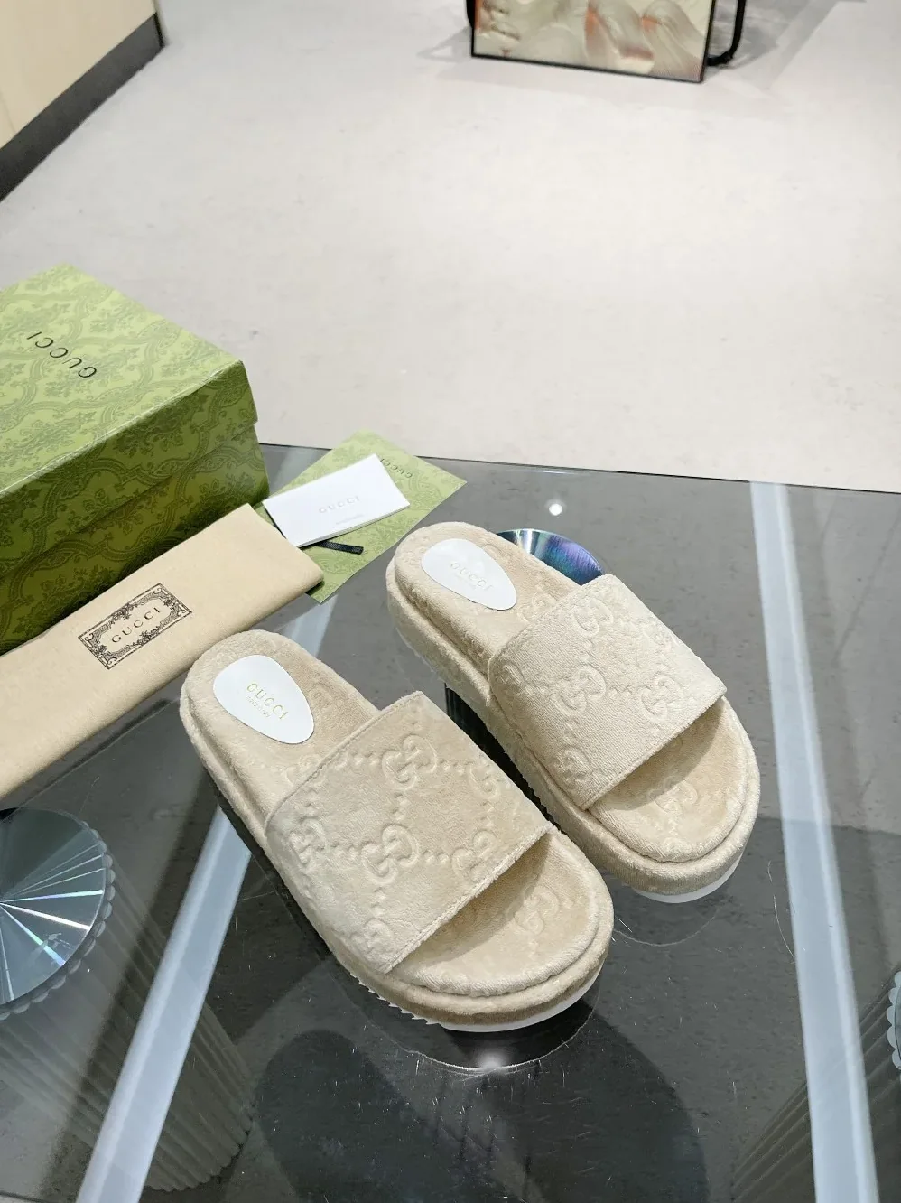 Gucci GG Platform Sandal Beige for Women Gucci GG Platform Sandal Beige for Women