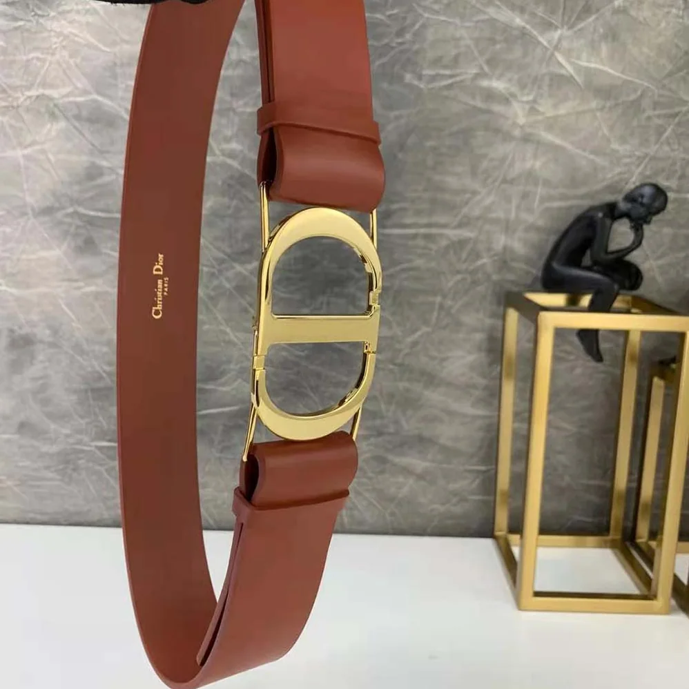 Dior 30 Montaigne Belt Dark Tan Smooth Calfskin, 40 MM for Women