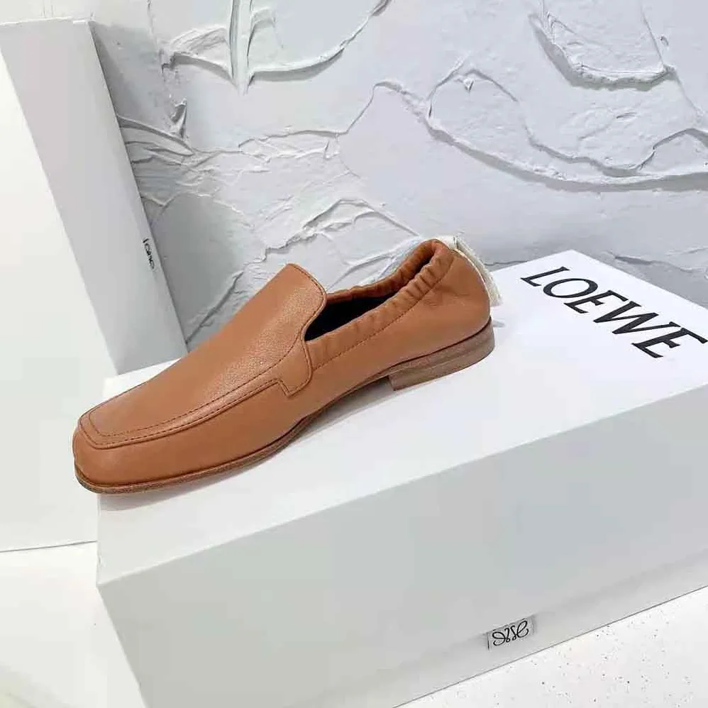 Loewe Elasticated Loafer in Calf for Women in Brown Loewe Elasticated Loafer in Calf for Women in Brown