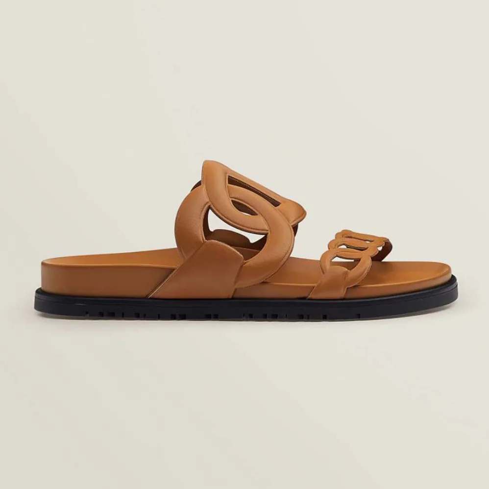 Hermes Extra Sandal in Nappa Leather for Women in Brown
