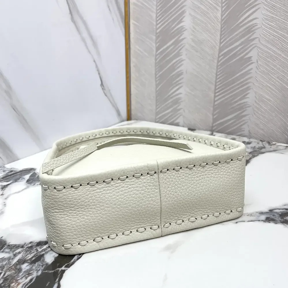 Fendi Mini Fendessence Small Ice White Selleria Bag with 264 Hand for Women in sewn Topstitches