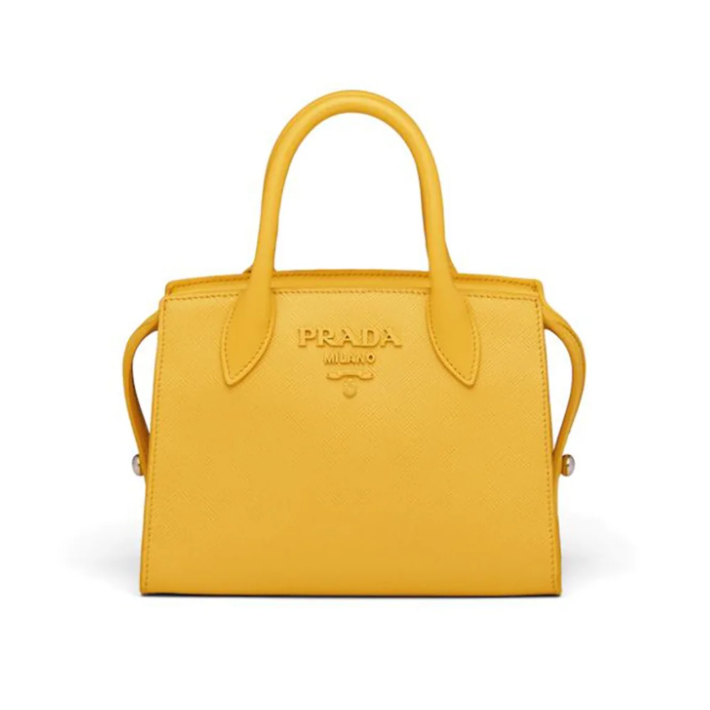 Prada Saffiano Leather Prada Monochrome Bag for Women in Yellow