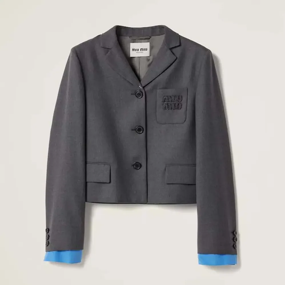 Miu Miu Single for Women in breasted Cropped Gabardine Jacket Miu Miu Single for Women in breasted Cropped Gabardine Jacket