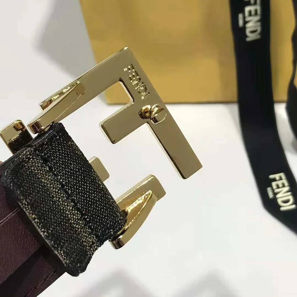 Fendi Dove Gray FF Jacquard Fabric Belt for Women Fendi Dove Gray FF Jacquard Fabric Belt for Women