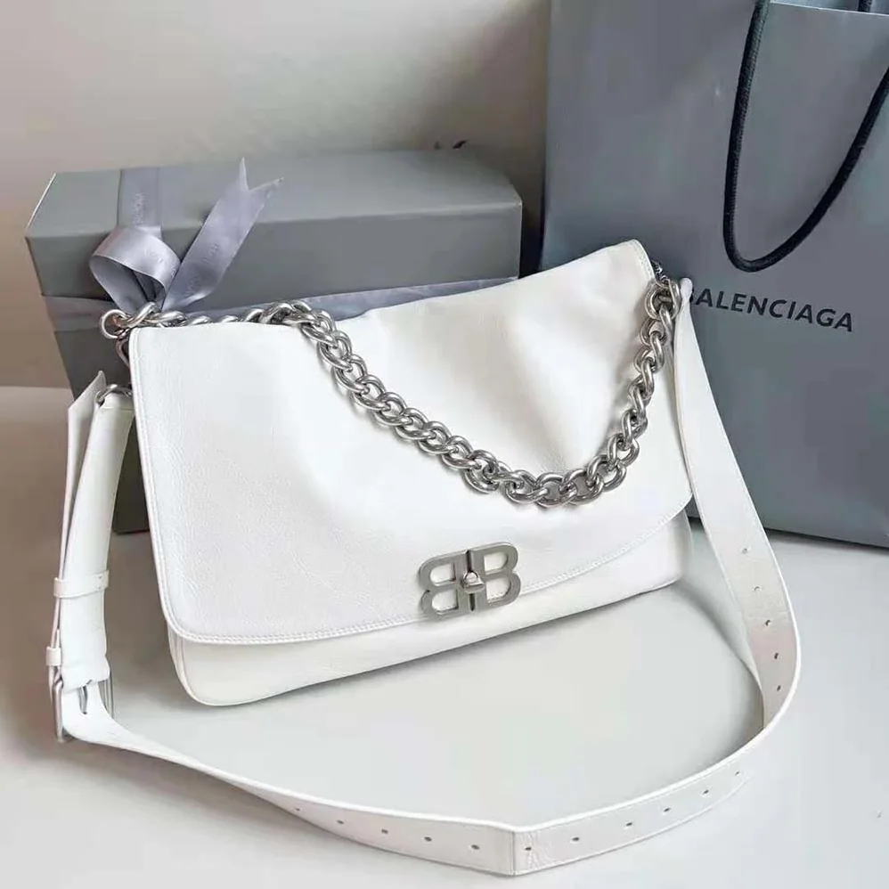 Balenciaga BB Soft Large Flap Bag in Optic White for Women