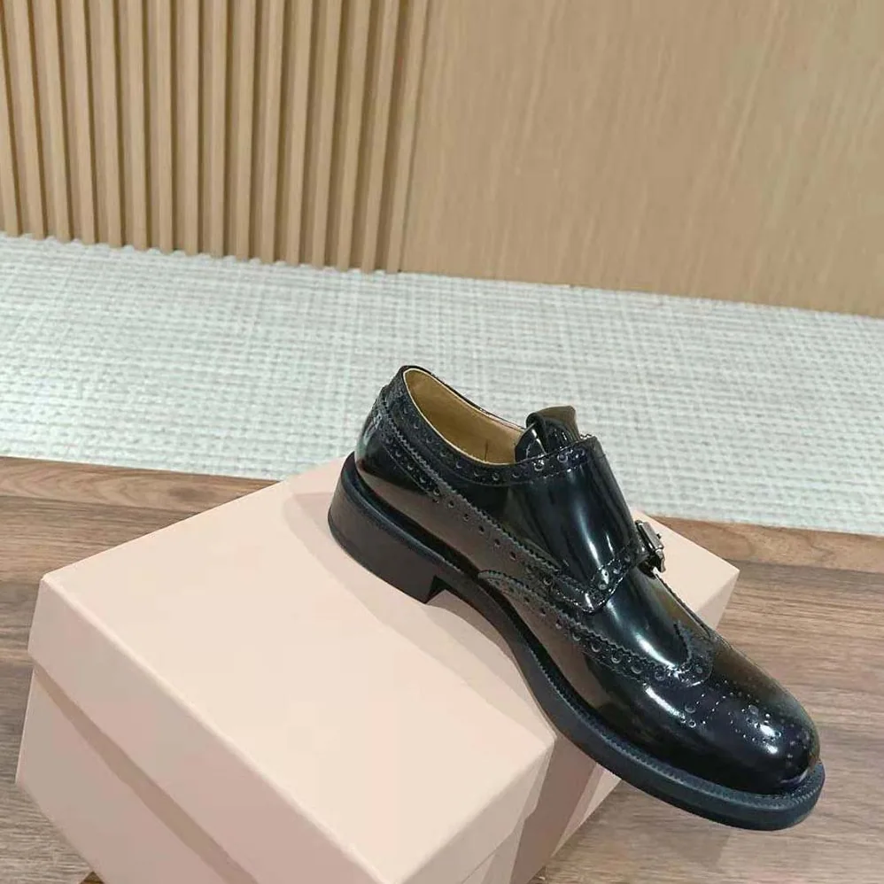 Miu Miu Church's X Miu Miu Brushed Leather Double Monk Brogue Shoes for Women Miu Miu Church's X Miu Miu Brushed Leather Double Monk Brogue Shoes for Women