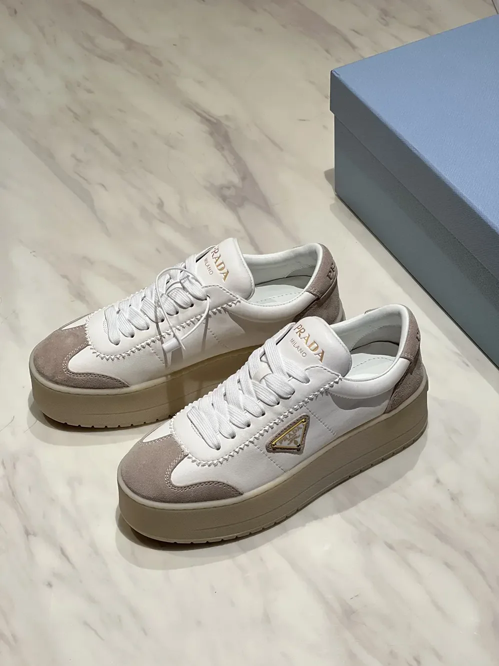 Prada Downtown Bold Nappa Leather And Suede Sneakers for Women Prada Downtown Bold Nappa Leather And Suede Sneakers for Women