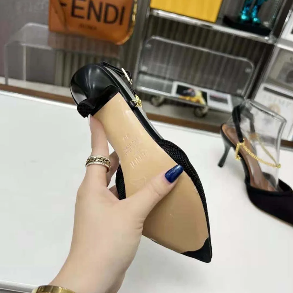 Fendi Colibrì Lite Black Mesh High for Women in heeled Slingbacks
