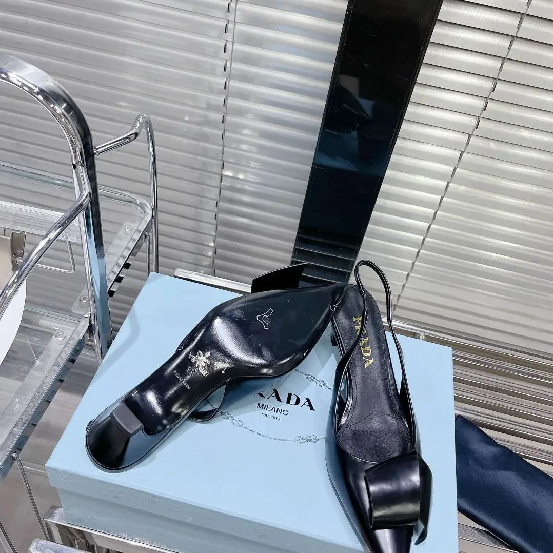 Prada Frill Slingback Pumps Black