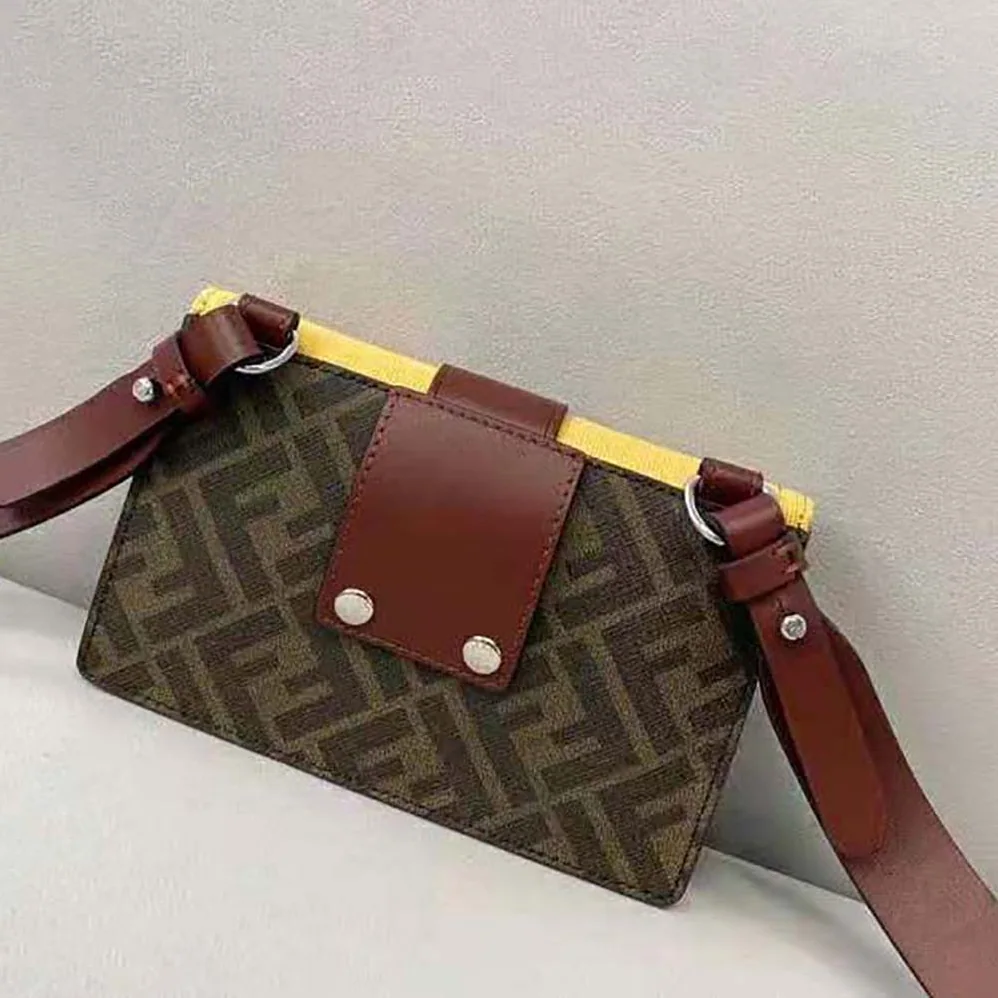 Fendi Baguette Pouch Yellow Fabric Bag for Men