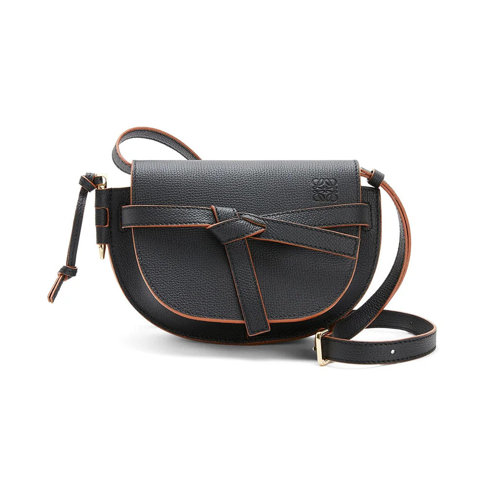 Loewe Mini Gate Dual Bag in Pebble Grain Calfskin for Women in Black Loewe Mini Gate Dual Bag in Pebble Grain Calfskin for Women in Black