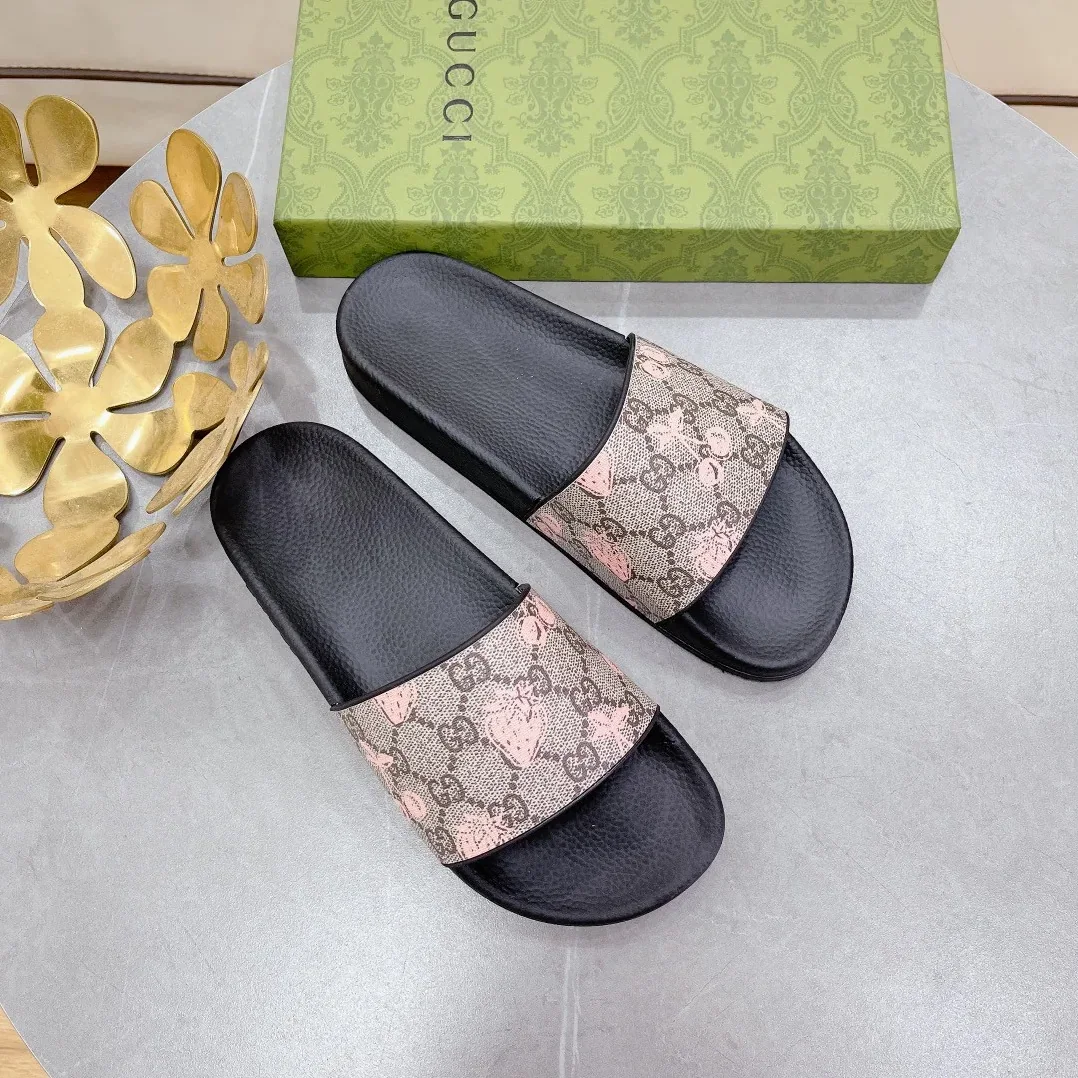 Gucci GG Slide Sandal With Strawberry And Cherry Black for Women Gucci GG Slide Sandal With Strawberry And Cherry Black for Women