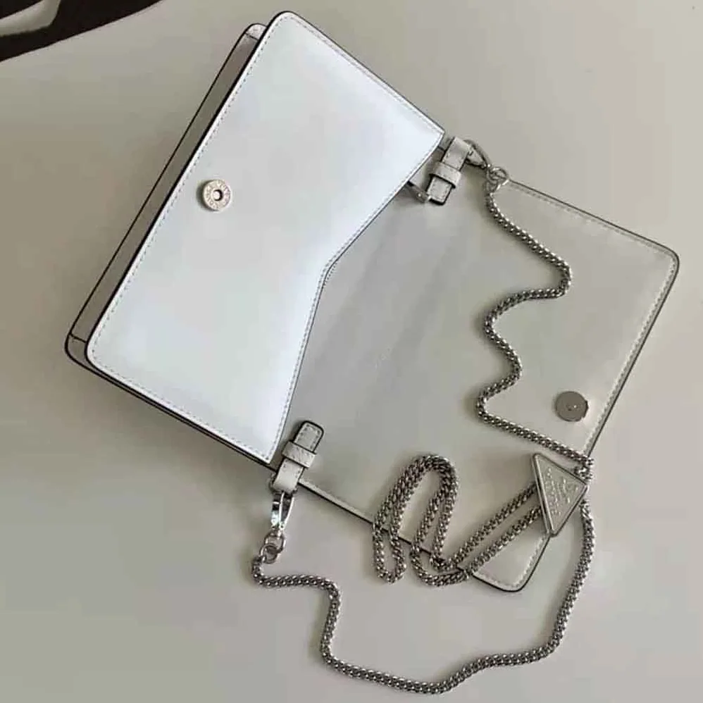Prada Brushed Leather Shoulder Bag for Women in White