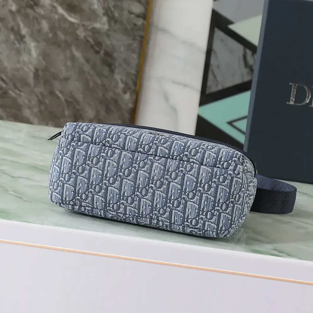 Dior Small Rider Soft Hobo Bag Blue Dior Oblique Jacquard and Blue Grained Calfskin for Men