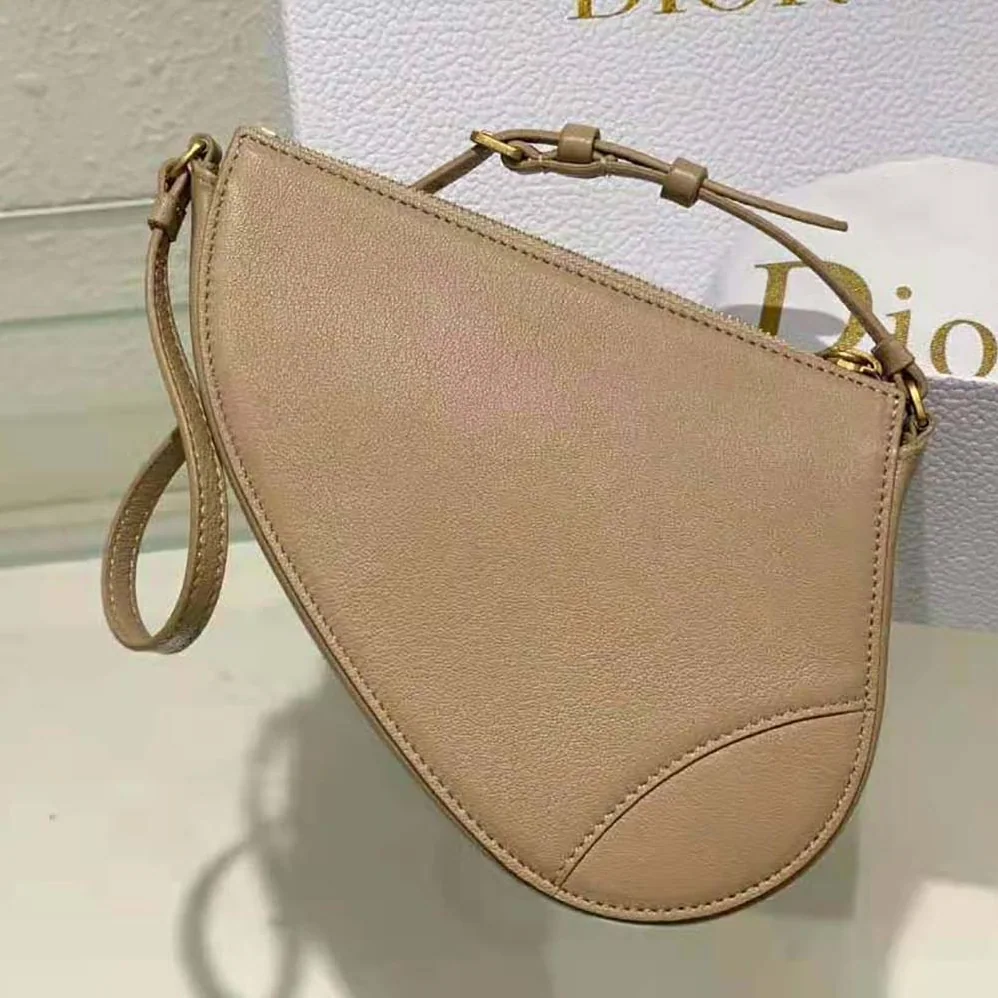 Dior Saddle Shoulder Pouch Biscuit Goatskin for Women