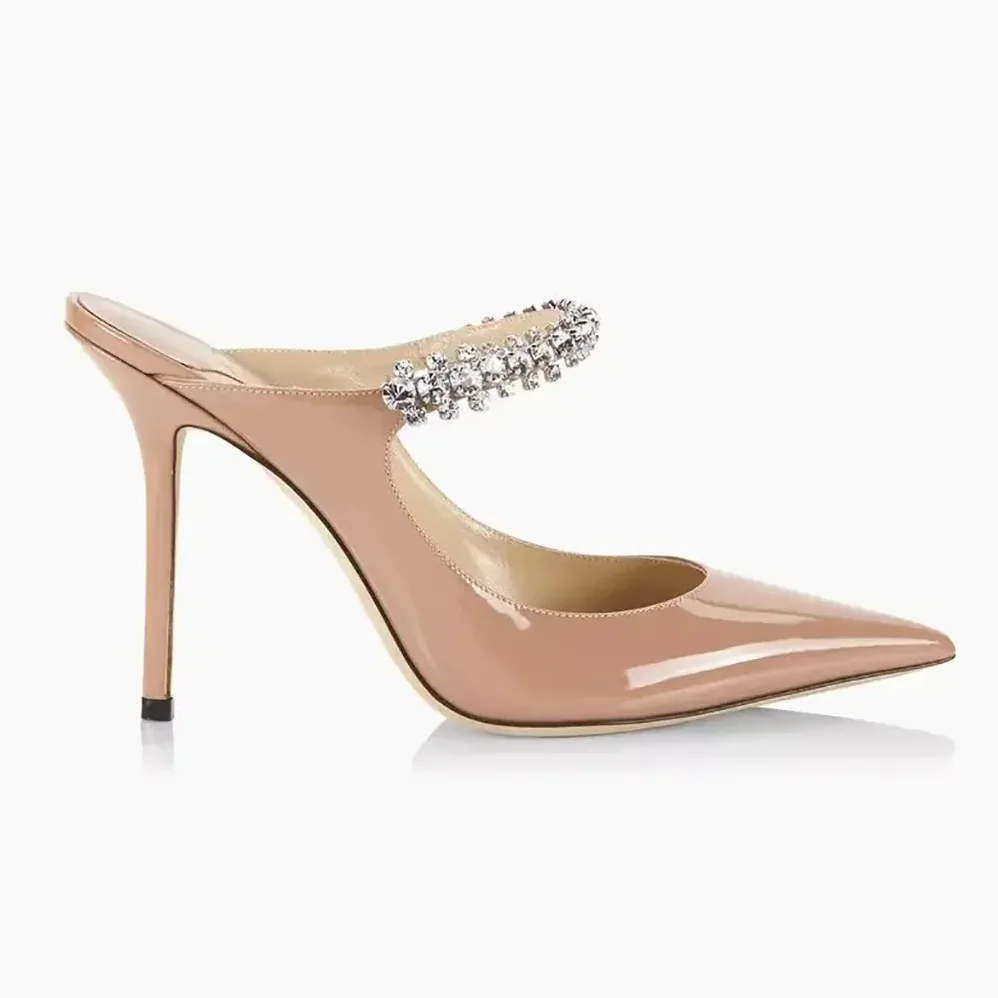 Jimmy Choo Bing 100MM Embellished Patent Leather Mules for Women