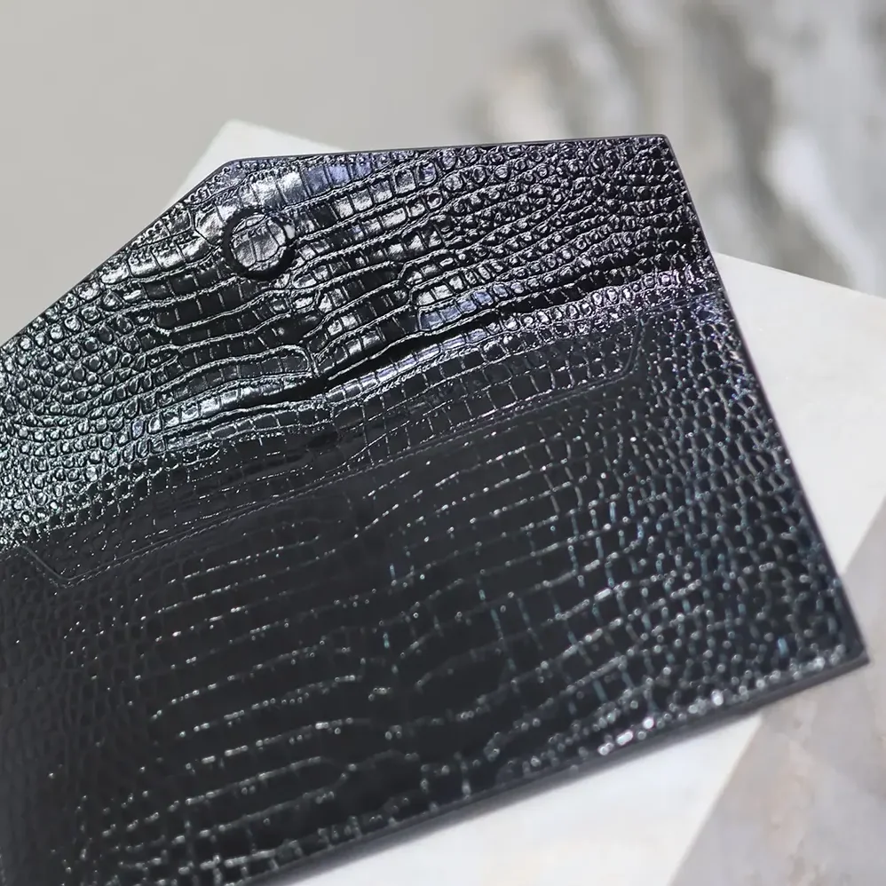 Saint Laurent YSL Uptown Pouch in Crocodile for Women in embossed Shiny Leather