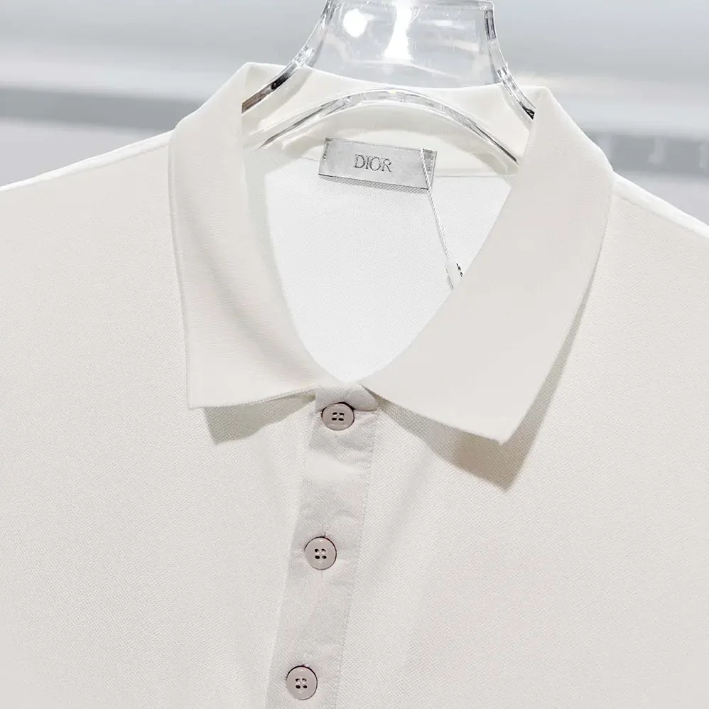 Dior Polo Shirt with Dior Clover Embroidery White Cotton Piqué for Men Dior Polo Shirt with Dior Clover Embroidery White Cotton Piqué for Men