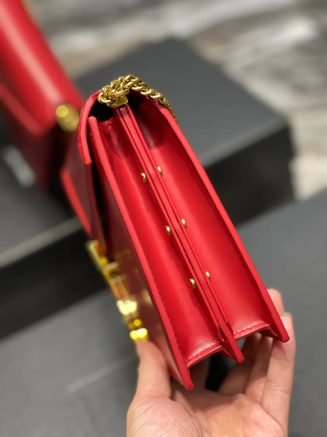 Saint Laurent Cassandra Medium Shoulder Bag in Red Gold Hardware Saint Laurent Cassandra Medium Shoulder Bag in Red Gold Hardware