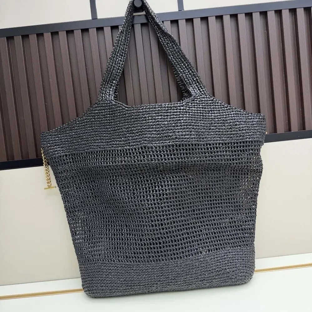 Saint Laurent YSL Icare In Raffia Black for Women Saint Laurent YSL Icare In Raffia Black for Women