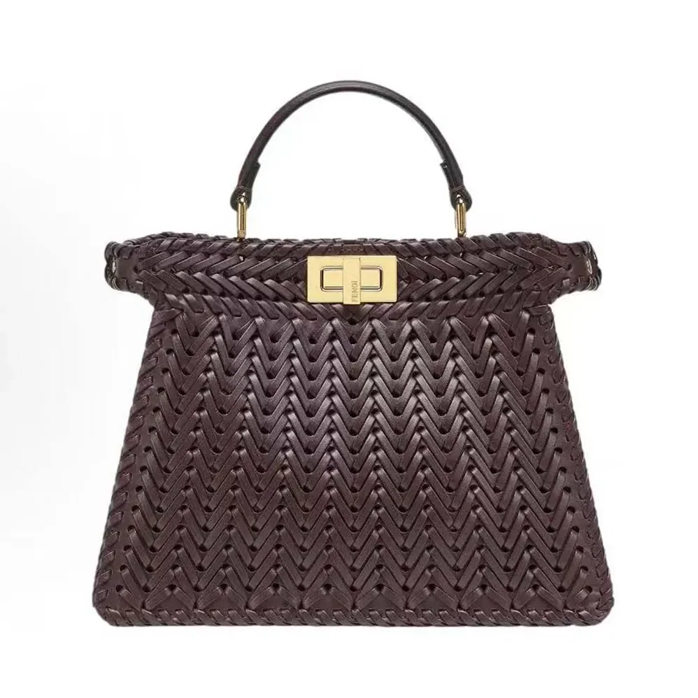 Fendi Peekaboo ISeeU Petite Maroon Padded Calfskin Leather Bag for Women