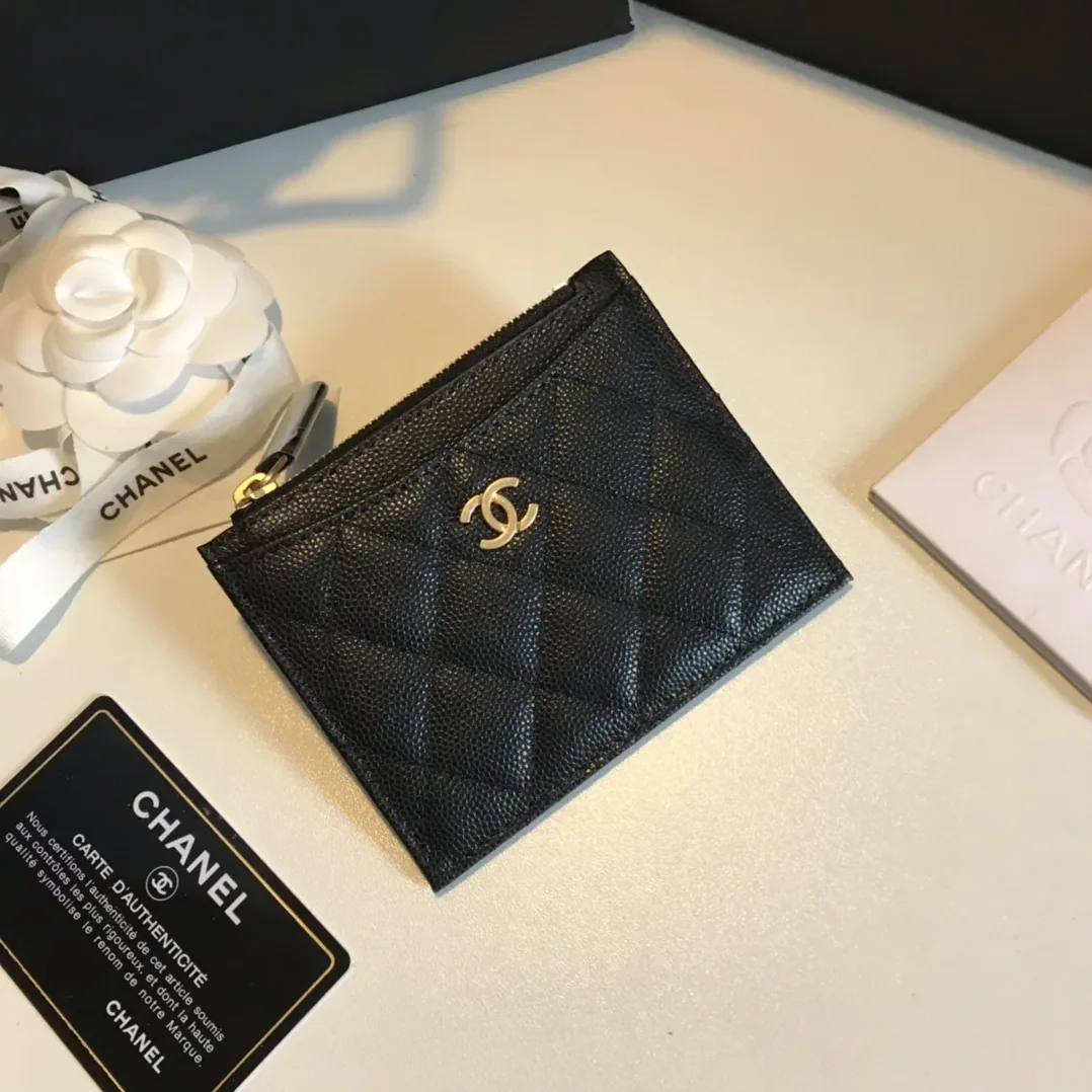 Chanel Flat Card Holder Black Bag /