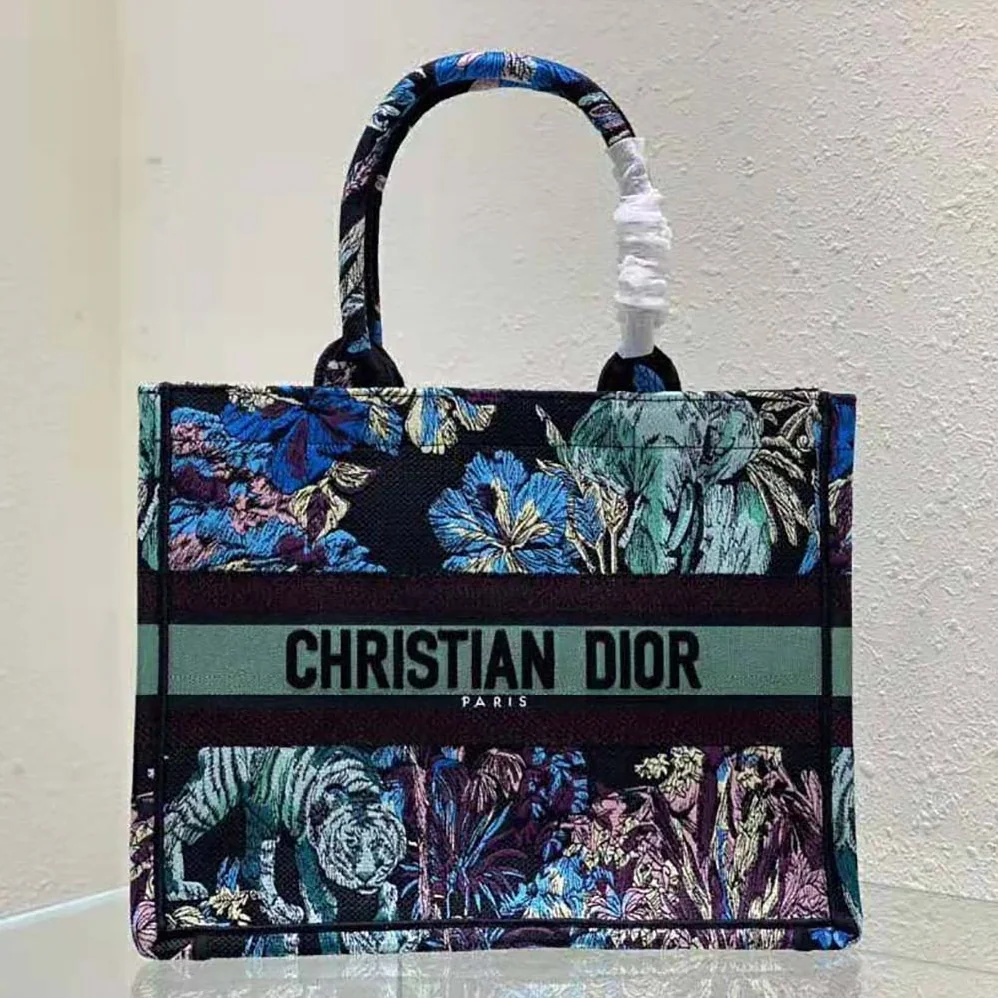 Dior Medium Dior Book Tote Blue Multicolor Toile de Jouy Voyage Embroidery for Women