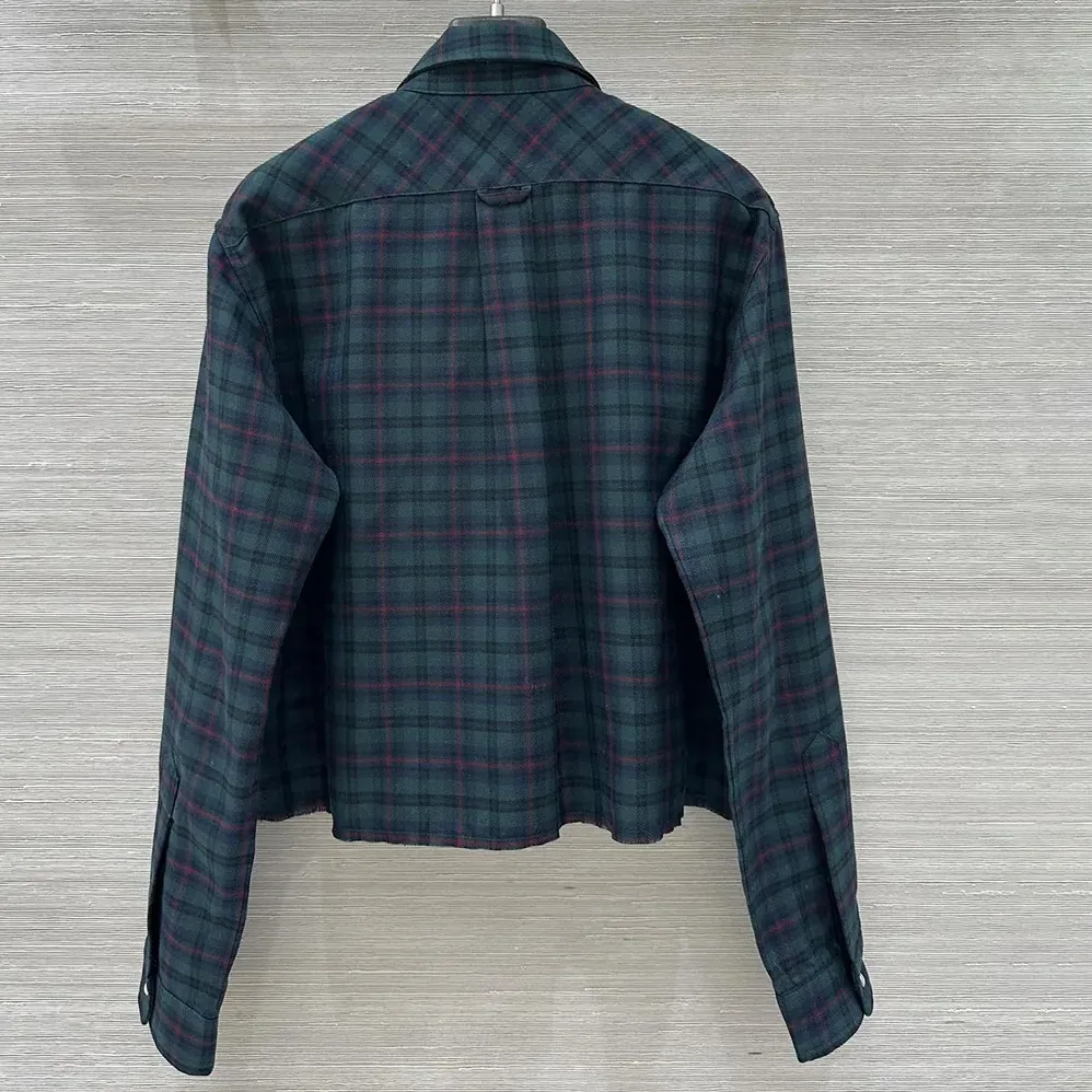 Miu Miu Plaid Shirt with Lettering Logo for Women Miu Miu Plaid Shirt with Lettering Logo for Women