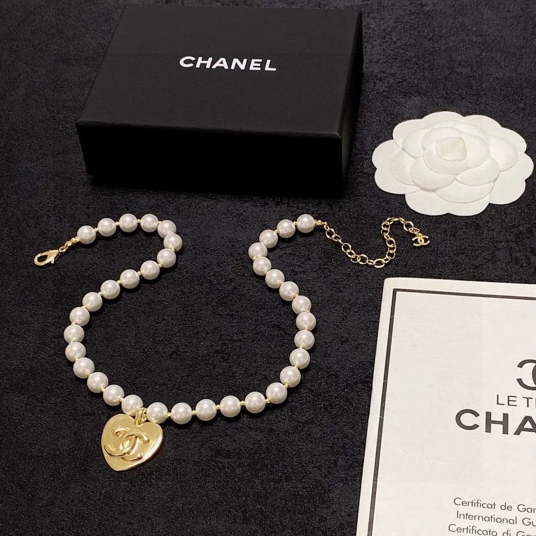 Chanel Double C Pearl Love Necklace White Chanel Double C Pearl Love Necklace White