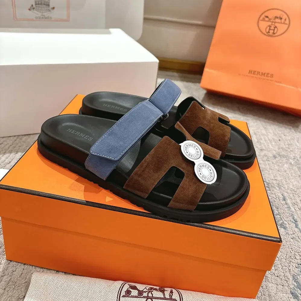Hermes Chypre Sandal for Unisex in Blue/Brown