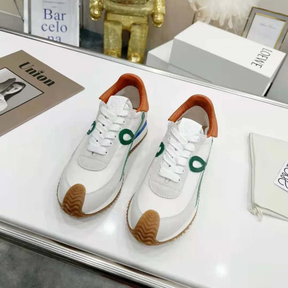 Loewe Flow Runner in Nylon and Calfskin for Women in Green Loewe Flow Runner in Nylon and Calfskin for Women in Green