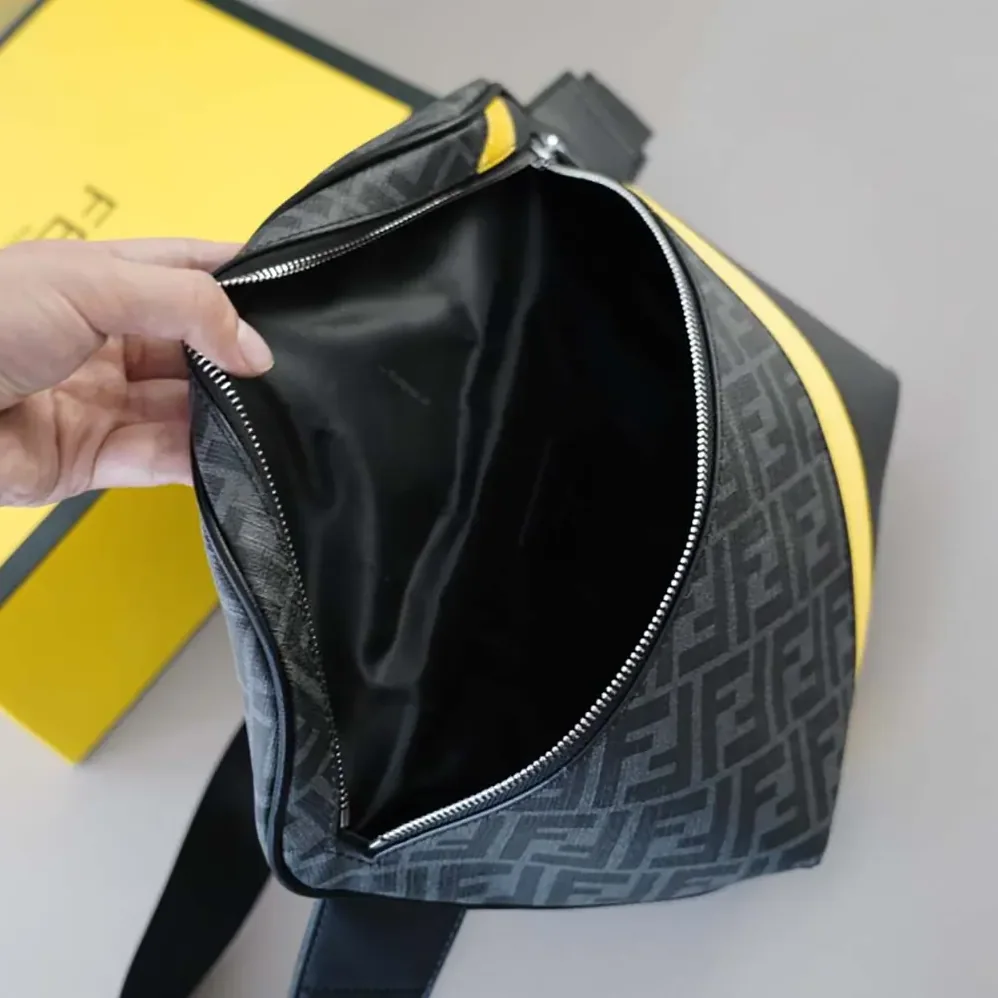 Fendi Diagonal Belt Bag Gray Fabric Belt Bag for Men in Yellow Fendi Diagonal Belt Bag Gray Fabric Belt Bag for Men in Yellow
