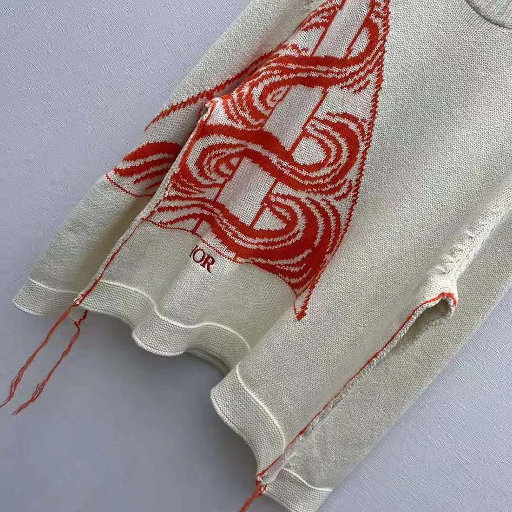 Dior Sweater White Wool and Mohair for Men in Blend Jacquard Dior Sweater White Wool and Mohair for Men in Blend Jacquard