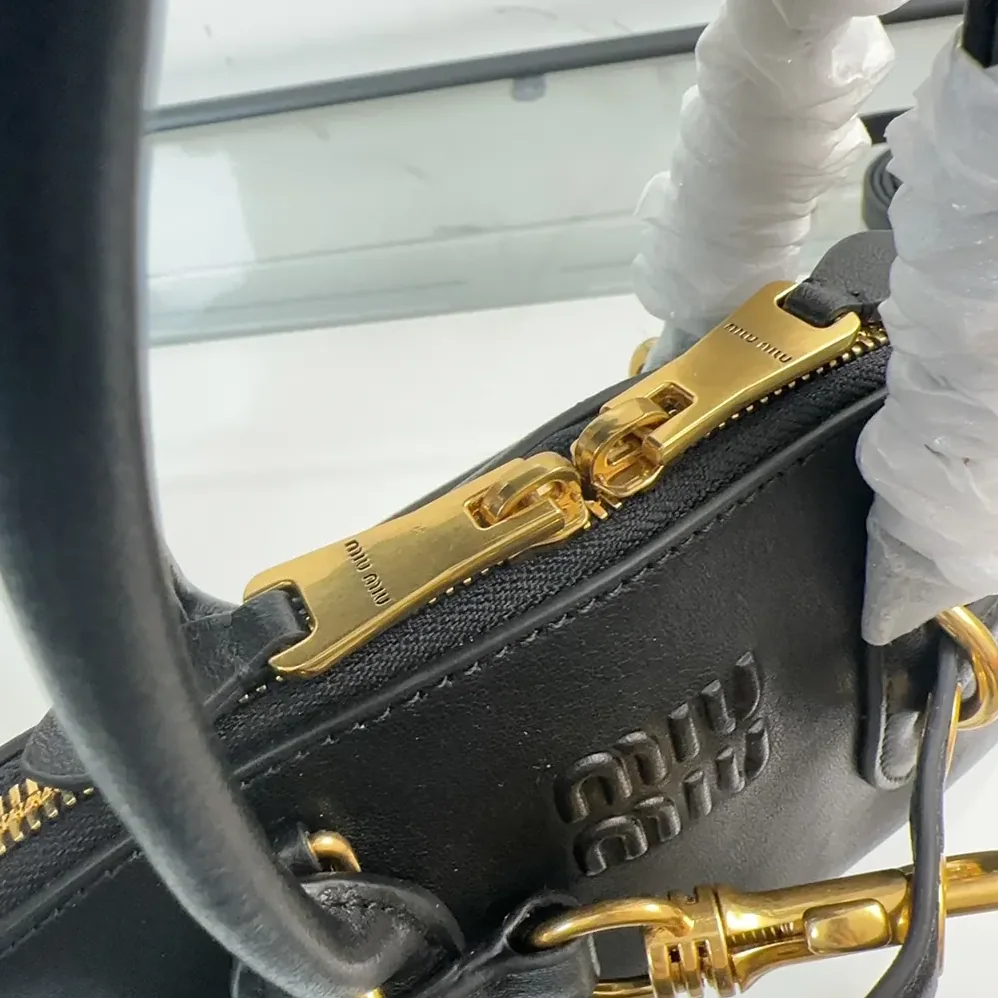 Miu Miu Aventure Nappa Leather Top-handle Bag for Women in Black Miu Miu Aventure Nappa Leather Top-handle Bag for Women in Black