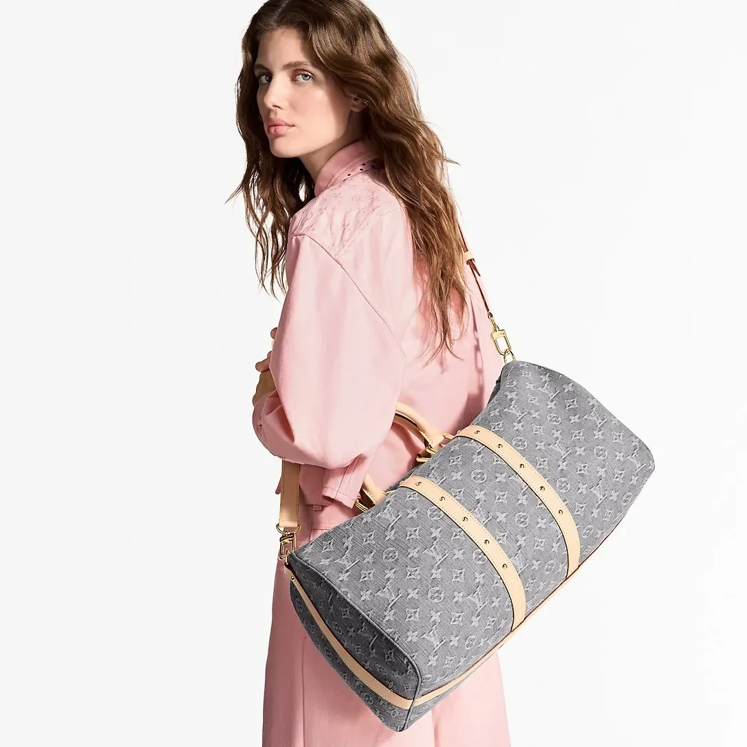 Louis Vuitton Keepall Bandouliere 45 Travel Bag in Cloudy Gray Gold Hardware Louis Vuitton Keepall Bandouliere 45 Travel Bag in Cloudy Gray Gold Hardware