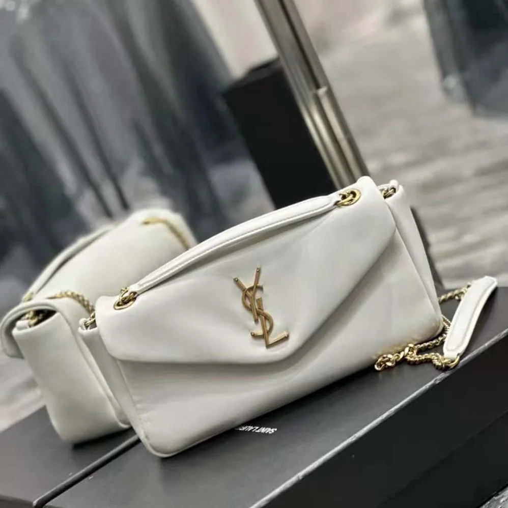 Saint Laurent YSL Calypso in Lambskin for Women in White Saint Laurent YSL Calypso in Lambskin for Women in White