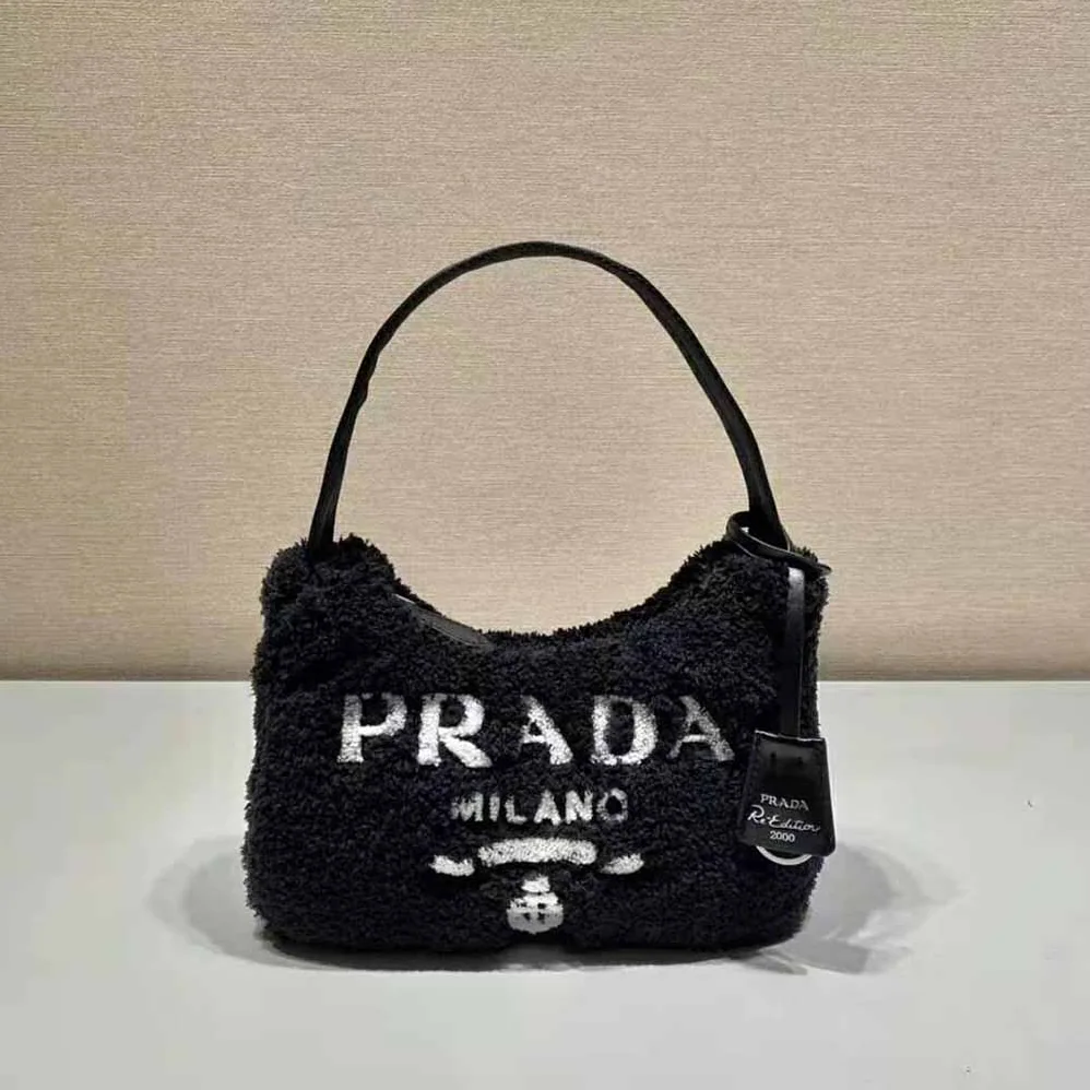 Prada Re-Edition 2000 Terry Mini-Bag for Women in Black Prada Re-Edition 2000 Terry Mini-Bag for Women in Black