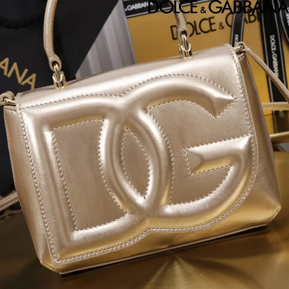 Dolce Gabbana D&G DG Logo Bag Top-handle Bag for Women in Gold Dolce Gabbana D&G DG Logo Bag Top-handle Bag for Women in Gold
