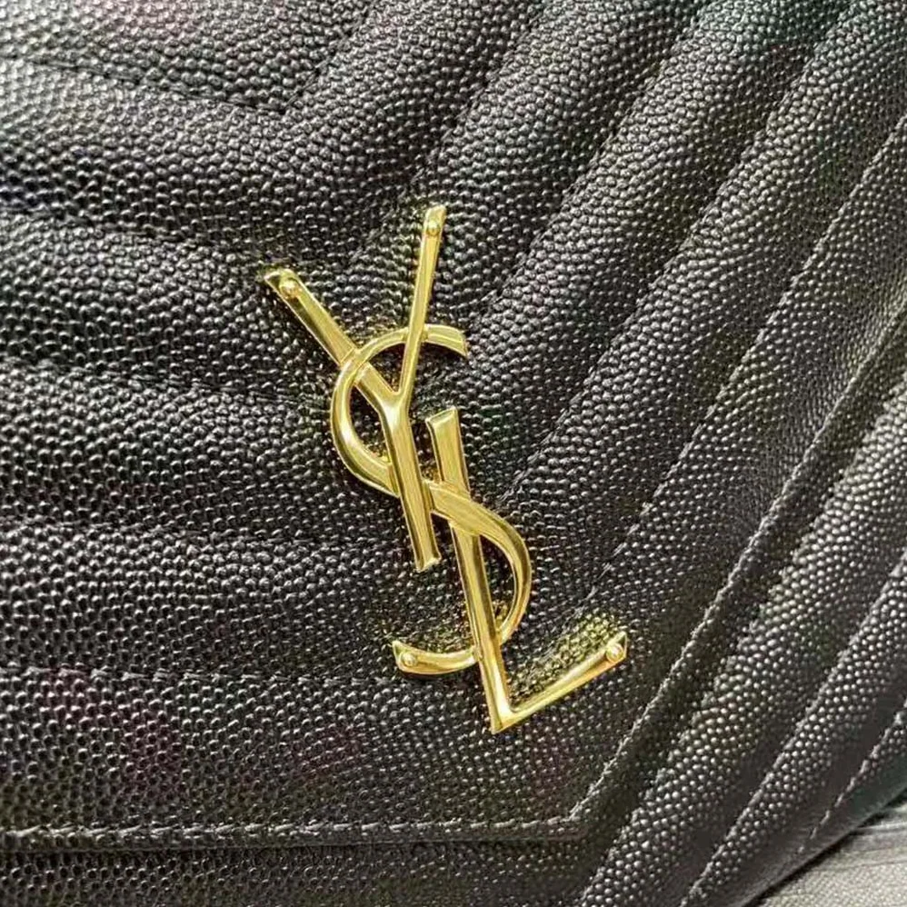 Saint Laurent YSL Monogram Clutch in Quilted Grain de Poudre Embossed Leather for Women in Black Saint Laurent YSL Monogram Clutch in Quilted Grain de Poudre Embossed Leather for Women in Black
