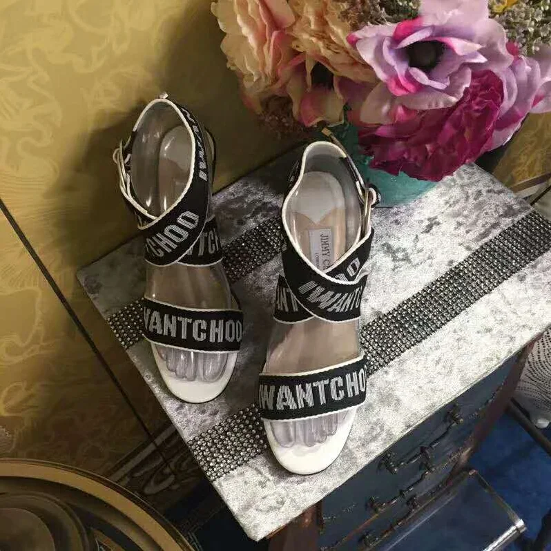 Jimmy Choo Balley 100 Chalk Nappa Leather Sandals with Black and Chalk Logo Tape for Women