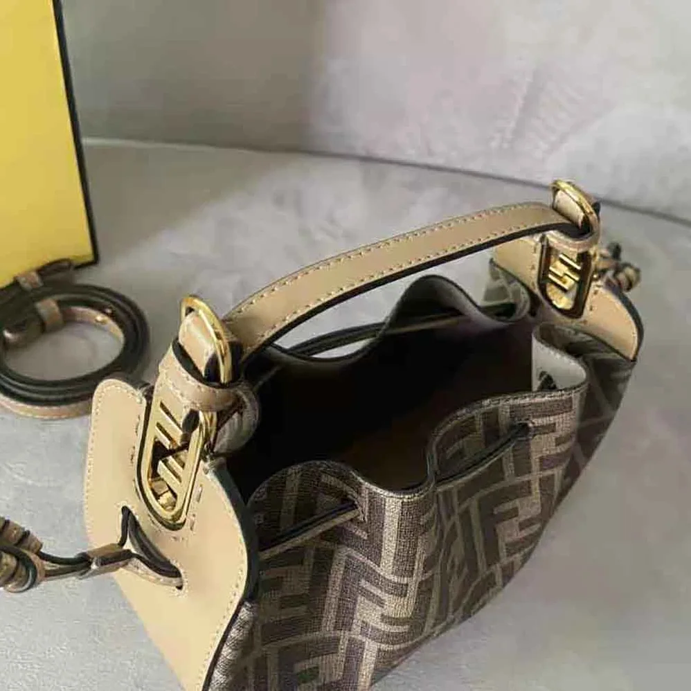 Fendi Pomodorino Brown FF Fabric Mini for Women in Bag