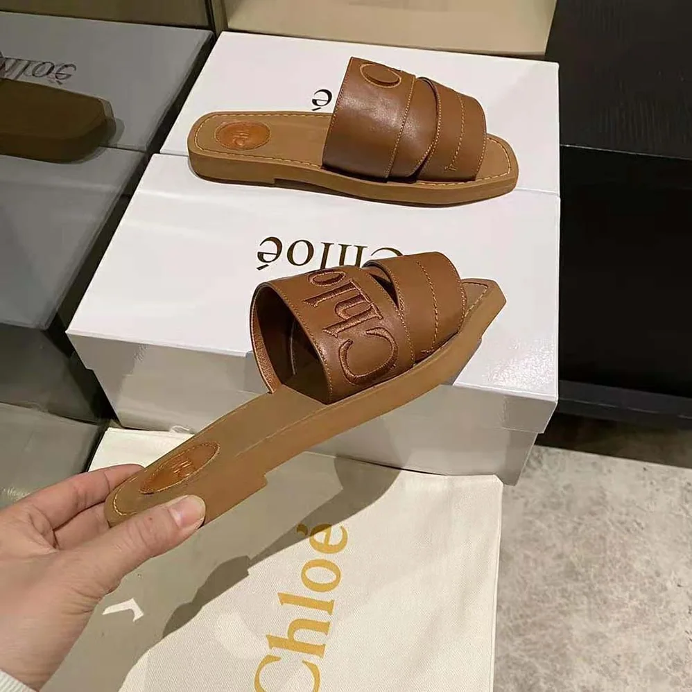 Chloe Woody Flat Mule for Women in Brown