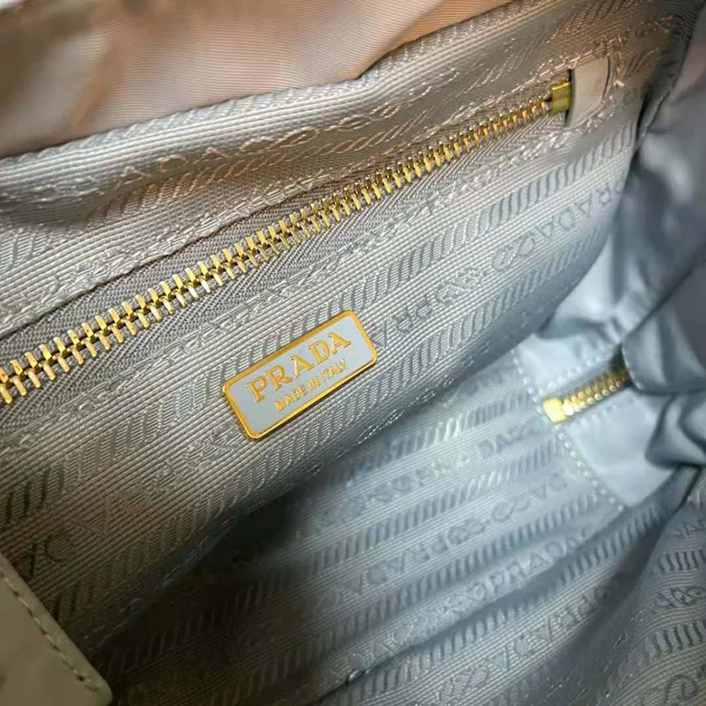Prada Re-Nylon and Ostrich Leather Two-handle Bag for Women in Blue
